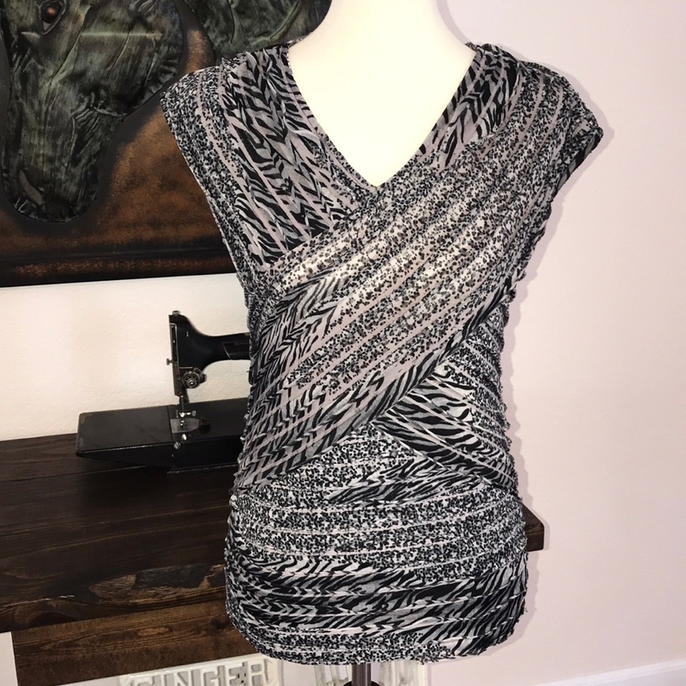 Ruffle animal print blouse